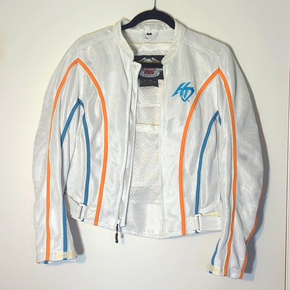 Harley-Davidson Jackets & Blazers - EARLY 2000s VINTAGE HARLEY DAVIDSON! White Moto Sport Biker Jacket Mesh Knit SM